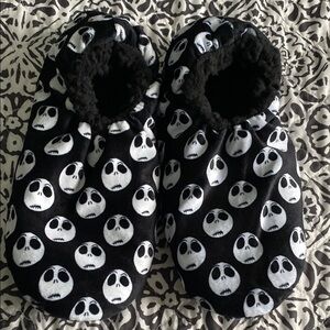 Jack Skellington Slippers Women's Plush Black/White 8-9